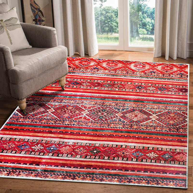 Geometric Cotton and Chenille Flatweave Area Rug, 80 x 150 cm