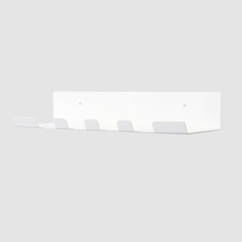 Tablette flottante en métal avec crochets, H 3 po x l 16 po x P 5,37 po, Blanc