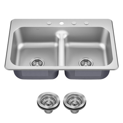 Évier de cuisine à double cuve encastrable en acier inoxydable de calibre 18 KRAUS Premier