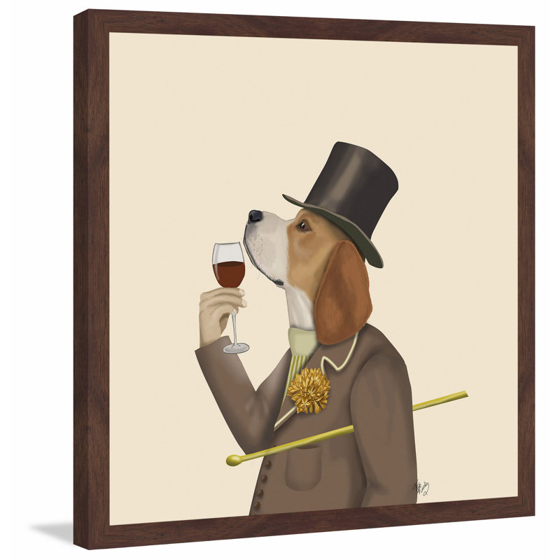 « beagle wine snob », reproduction d’impression encadrée, H 12 po x l 12 po x P 1,5 po