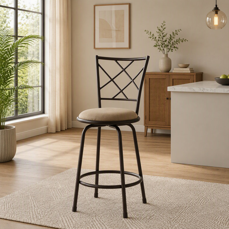Ensemble de 3 tabourets de bar pivotants convertibles avec assises en microfibre moelleuse et hauteur réglable