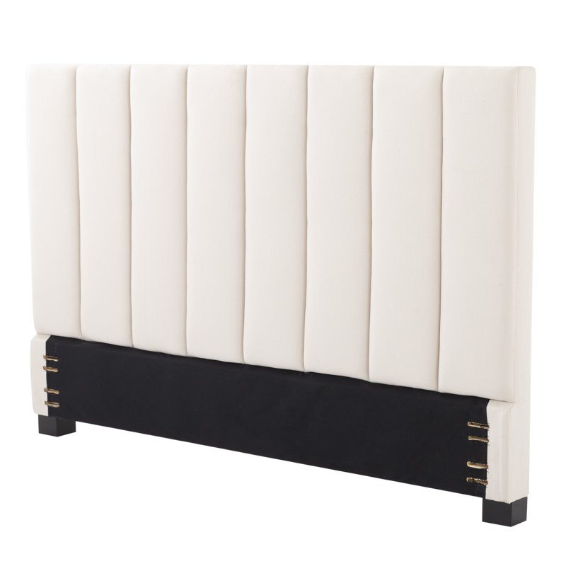 Linen Upholstered King Size Headboard In Beige, Beige