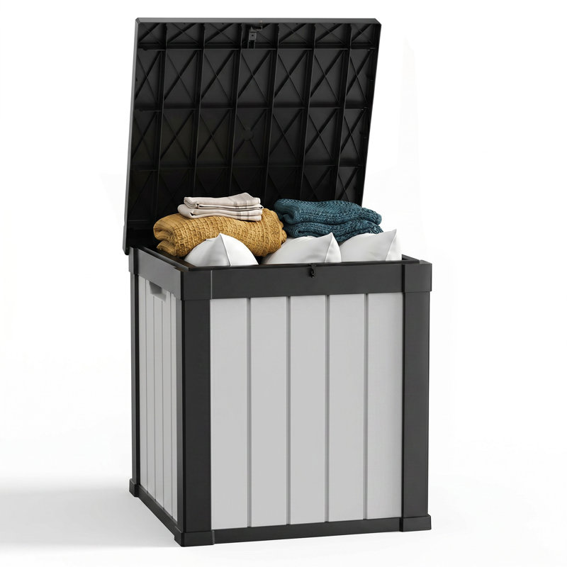 Boîte de rangement en plastique 50 gallons avec couvercle, rangement résistant aux intempéries pour meubles de patio, jouets de piscine et outils de jardin