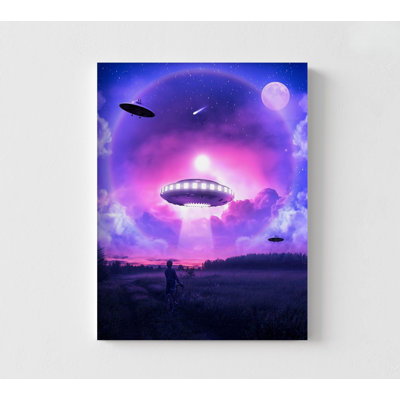 «Cool Alien», reproduction de ciel, nuit mauve nuageuse, affiche d'art mural, fils de l'adolescent, art mural