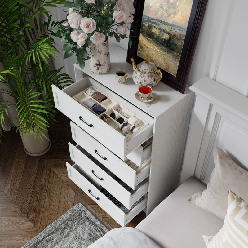 Commode d'appoint verticale 5 tiroirs, Bois beige