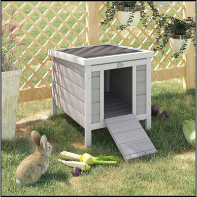 Small Wooden Rabbit Hutch Bunny Cage Guinea Pig Cage Duck House Dog House With Openable & Waterproof Roof