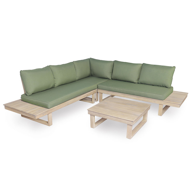 Ensemble de conversation modulaire pour 5 personnes avec coussins et table basse Abhipa (foyer non inclus), Non, Vert
