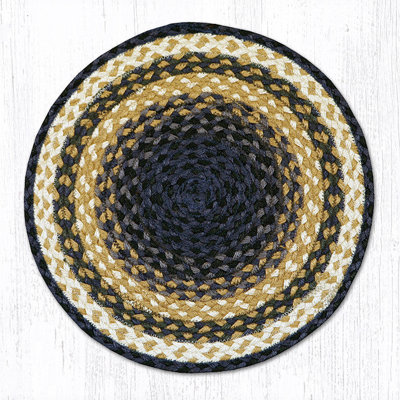  Lt. Blue/Dk. Blue/Mustard Jute Chair Pad 15.5" H