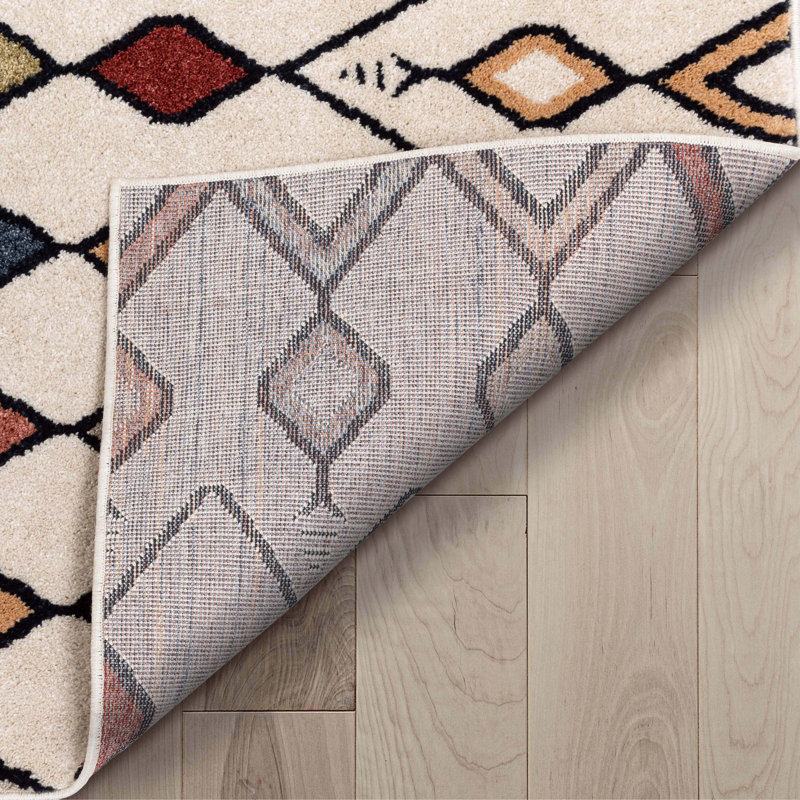 Well Woven Malaga Baikal Bohemian Vintage Tribal Diamond Beige Rug, Runner 67cm x 220cm