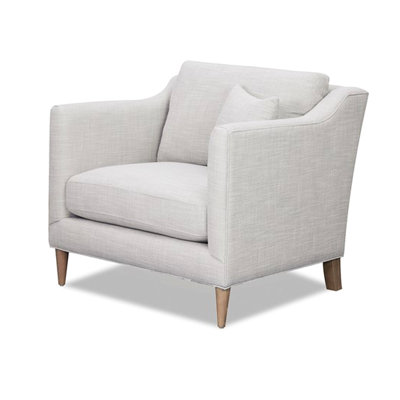 Beige Chair With Solid Frame Superior Foam Comfortable High Wood Legs