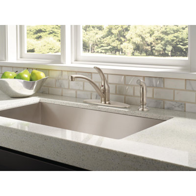 Foundations Single-Handle Kitchen Sink Faucet with Side Sprayer, 4-Hole Kitchen Faucet