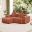 Canapé modulaire en L à 2 places avec passepoil à bordure française, sans assemblage requis, canapé à 2 places avec coussins décoratifs et 1 repose-pieds mobile, tissu de velours-537782984-537912649-543789831