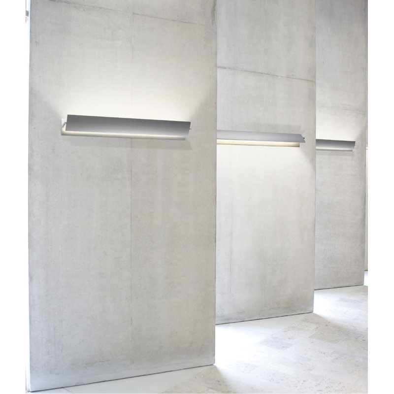 Aileron 1 - Light LED Armed Sconce, Bright Satin Aluminum, 4" H x 12.25" W x 4.75" D