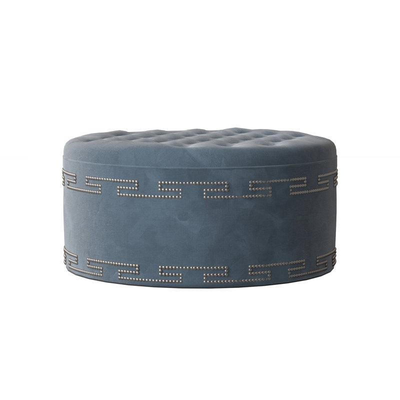 Elle Upholstered Ottoman, Bella Ocean Performance Velvet, Old Gold