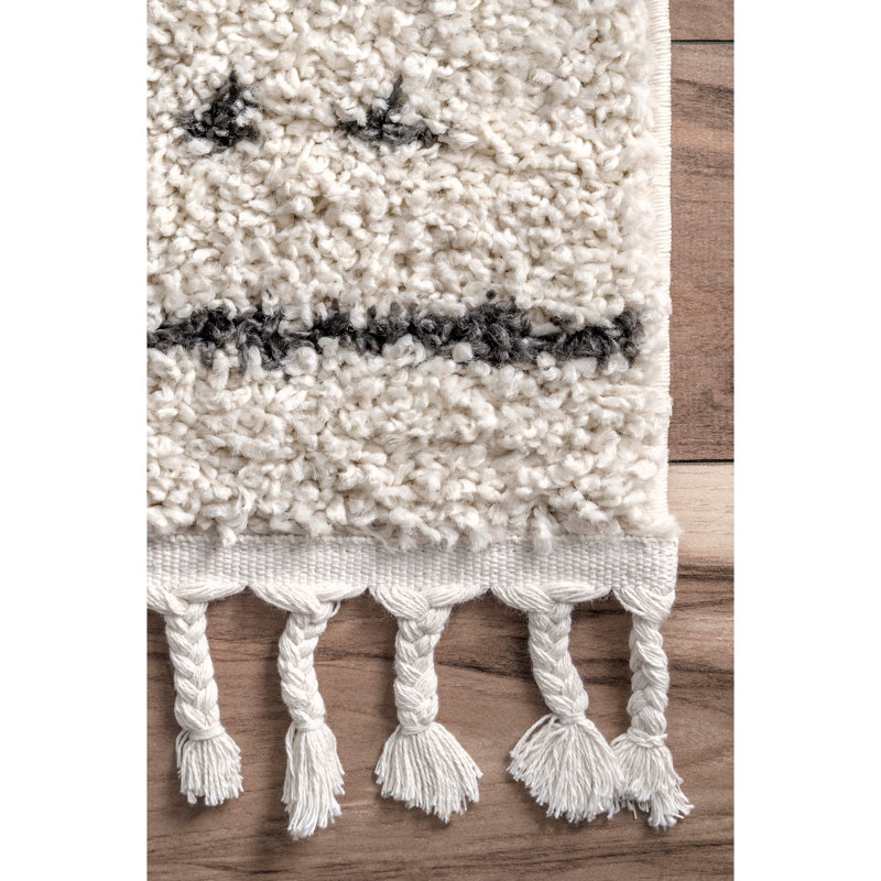 Tapis blanc / gris Simon, Rectangle 5 pi 3 po x 7 pi 7 po