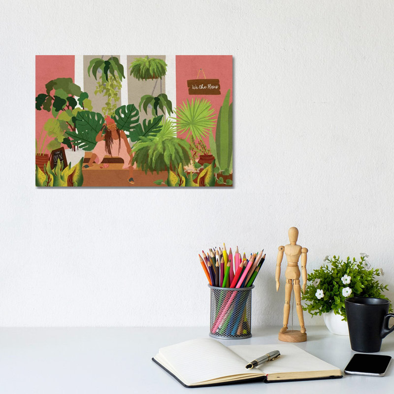 Plant Mom by Reyna Noriega - Print on Canvas, No Framed, 20.32 cm H x 30.48 cm W