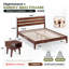 Ensemble de chambre à coucher pour lit très grand 2 pièces - Structure de lit plateforme en bois massif d'acacia Emery et table de chevet assortie, style campagne moderne Mid-Century, finition noyer, capacité de 800 lb, aucun sommier nécessaire-1034259968-1034259975