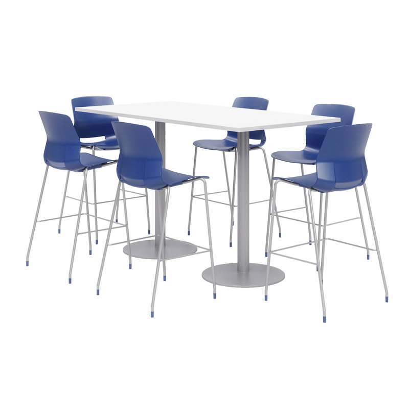 Ensemble de table de salle à manger rectangulaire 72 "et chaise, Marine, Blanc de designer