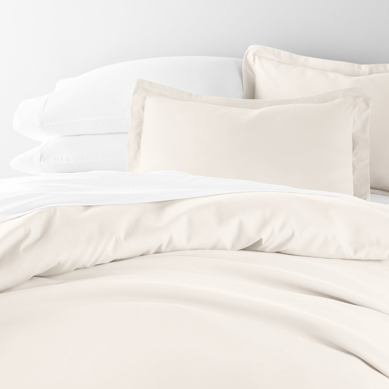 Super Soft Microfiber Duvet Cover Set, Ivory, King Duvet Cover + 2 Shams