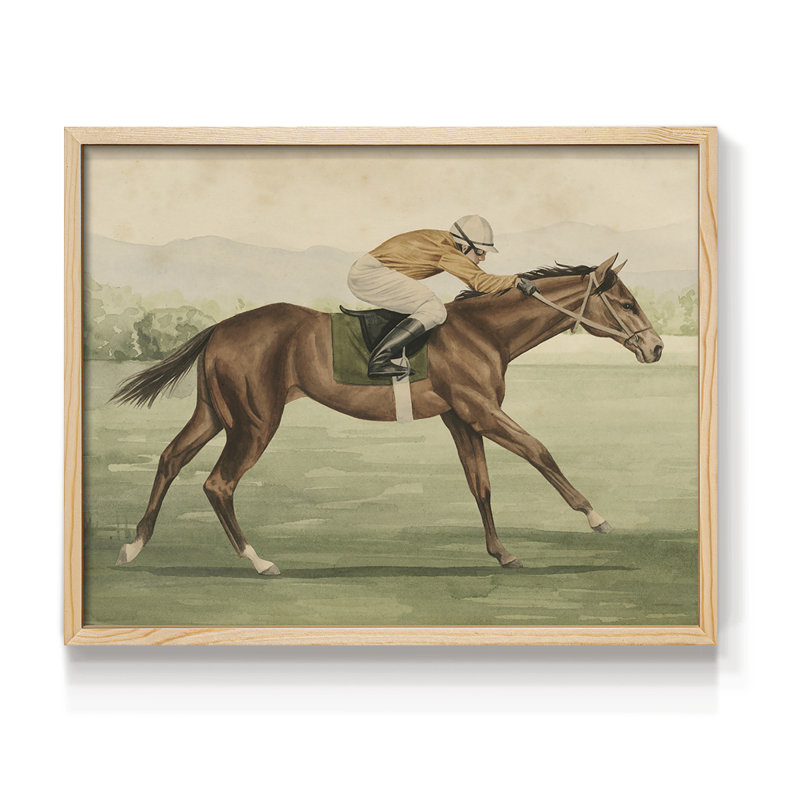 Équitation rétro II - reproduction encadrée - réarmable, H 22 po x l 28 po, Naturel