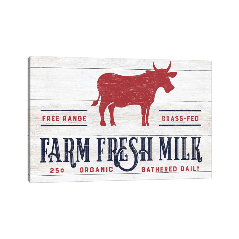 Farm Fresh Milk by CAD Designs - Print on Canvas, 45.72cm H x 66.04cm W x 3.81cm D, Wrapped Canvas