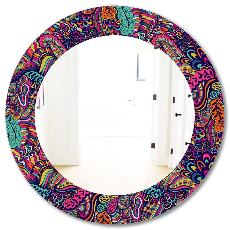 Miroir mural texturé avec fleurs abstraites, H 31,5 po x l po