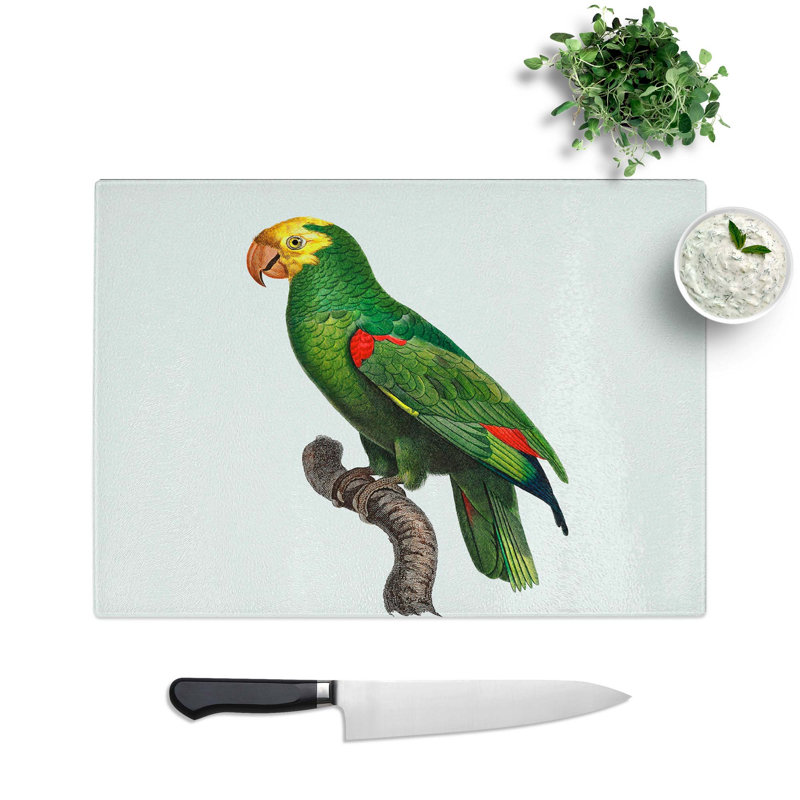 Tempered Glass Yellow-Crowned Amazon Parrot by F. Levaillant Chopping Board, 28.5 cm W x 20 cm L