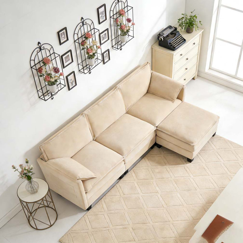 107-inch L-shaped sofa, Beige