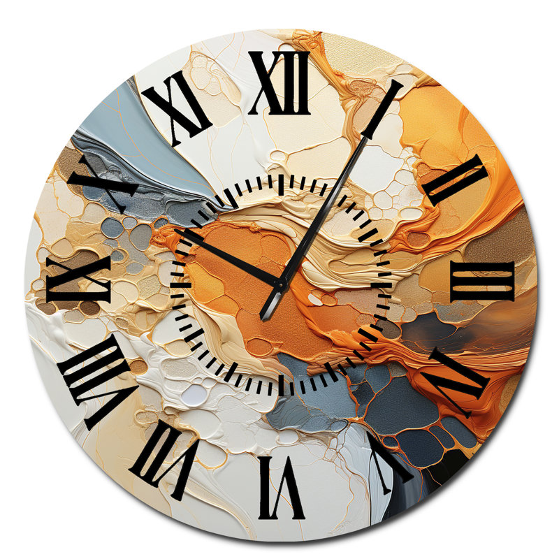 Horloge murale abstraite orange et orange, Surdimensionné