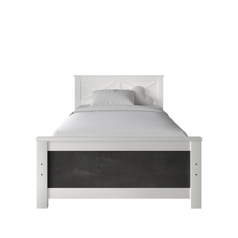 Lit plateforme en bois blanc, Blanc