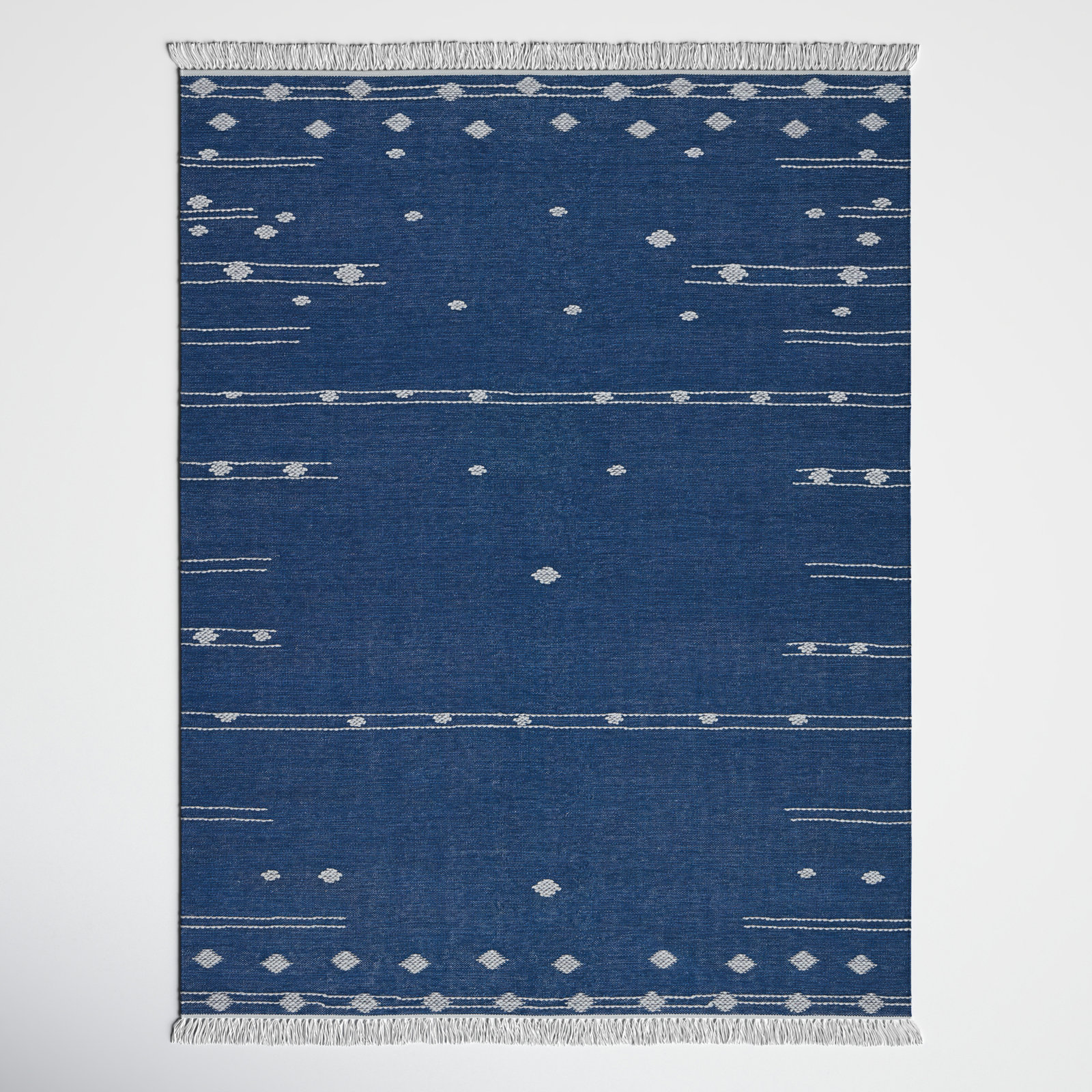 Calli Moroccan Handmade Blue/White Indoor / Outdoor Area Rug, Rectangle 8'10" x 11'9"