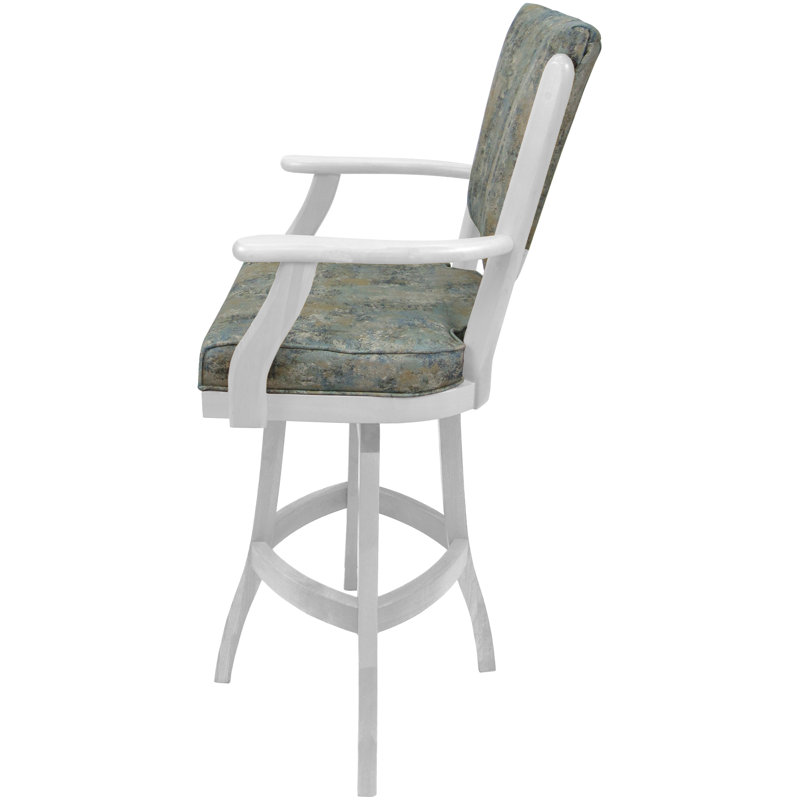 Irminger Classic Swivel Wood Extra Tall Stool, Counter Stool (26" Seat Height), Blue Polyester Blend/White Frame