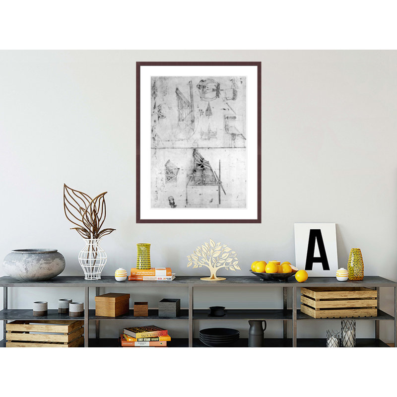 Machinery designs fol. 394v by Leonardo da Vinci -Framed Giclee Print, H 41,5 po x l 32,07 po