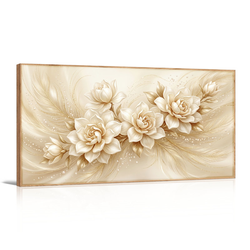 Ensemble de 1 tableau sur toile « Élégance florale », L 46 po x H 24 po, Naturel