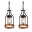 Ensemble de 2 luminaires suspendus cylindriques rustiques rétro, luminaire suspendu de style campagnard avec abat-jour en verre pour chambre à coucher, salle de bain