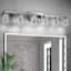 Applique murale en cristal avec luminaire de salle de bain à 6 lumières, applique décorative moderne en verre cristal bullé avec éclairage DEL à intensité variable 3 couleurs pour salle de bain, couloir, salon et dressing.