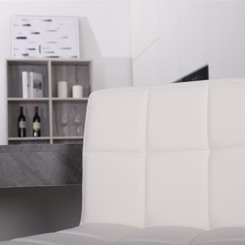 Tabouret de bar pivotant à hauteur réglable 32,5 po Ludmil, Blanc, 2
