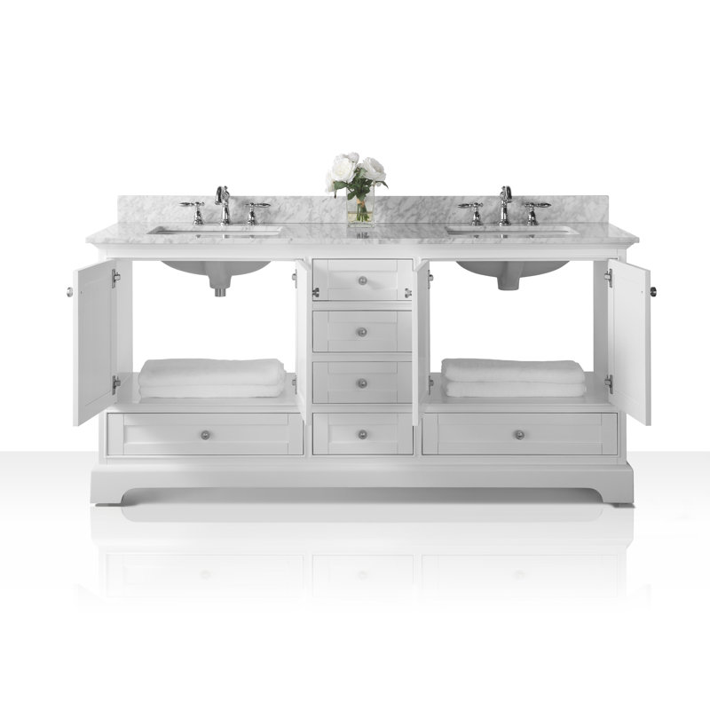 Audrey 72'' W Double Vanity, White| Brushed Nickel