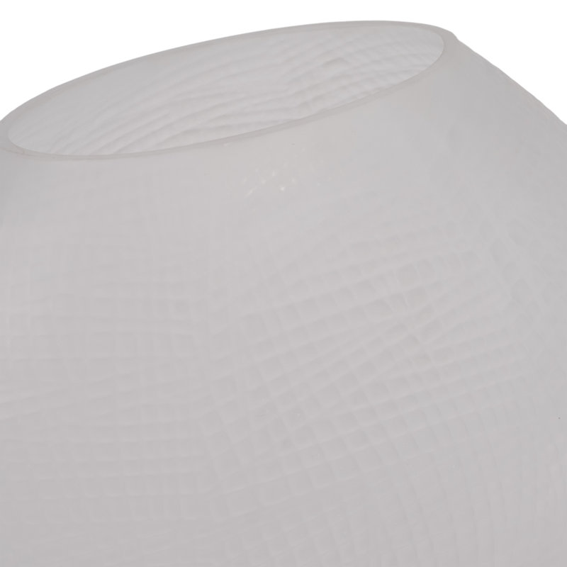 Handmade Glass Table Vase, Textured White, 8" H x 10" W x 5" D