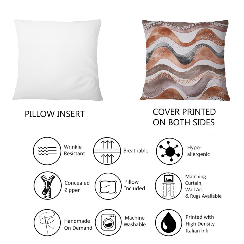 Coussin décoratif à motif ondulé de style géo naturel 12 po x 20 po