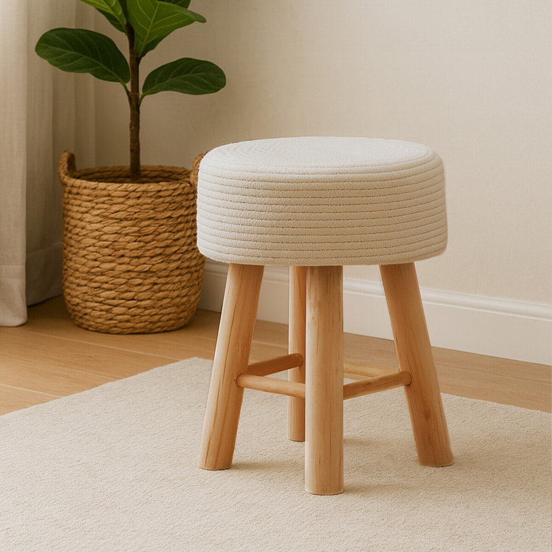 Manufactured Wood Accent Stool, White