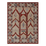 Rug & Kilim’S Konya Style Rug In Taupe And Red With Geometric Patterns