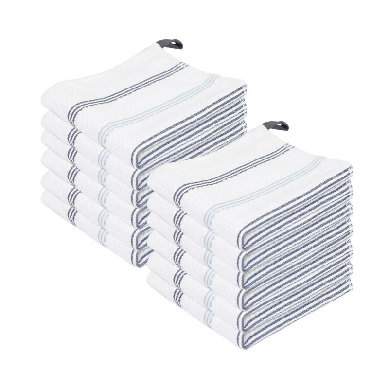 The Sloppy Chef Premier Dishcloths Stripe Jacquard Dish Cloth Kitchen Towel, Silver/Gray/White
