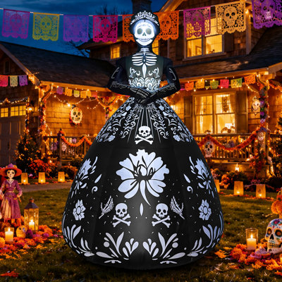  9,4 pi d'Halloween fantôme gonflable en robe noire avec lumières DEL intégrées