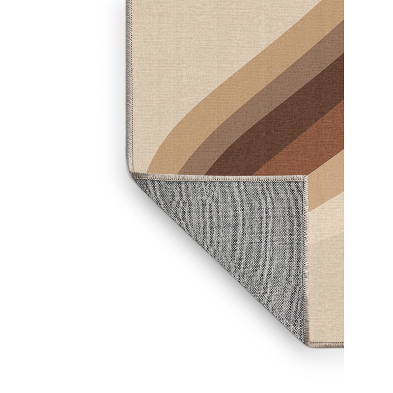Tapis beige uni élégant et lavable à la machine Honn Sleek & Chic, 8 x 12