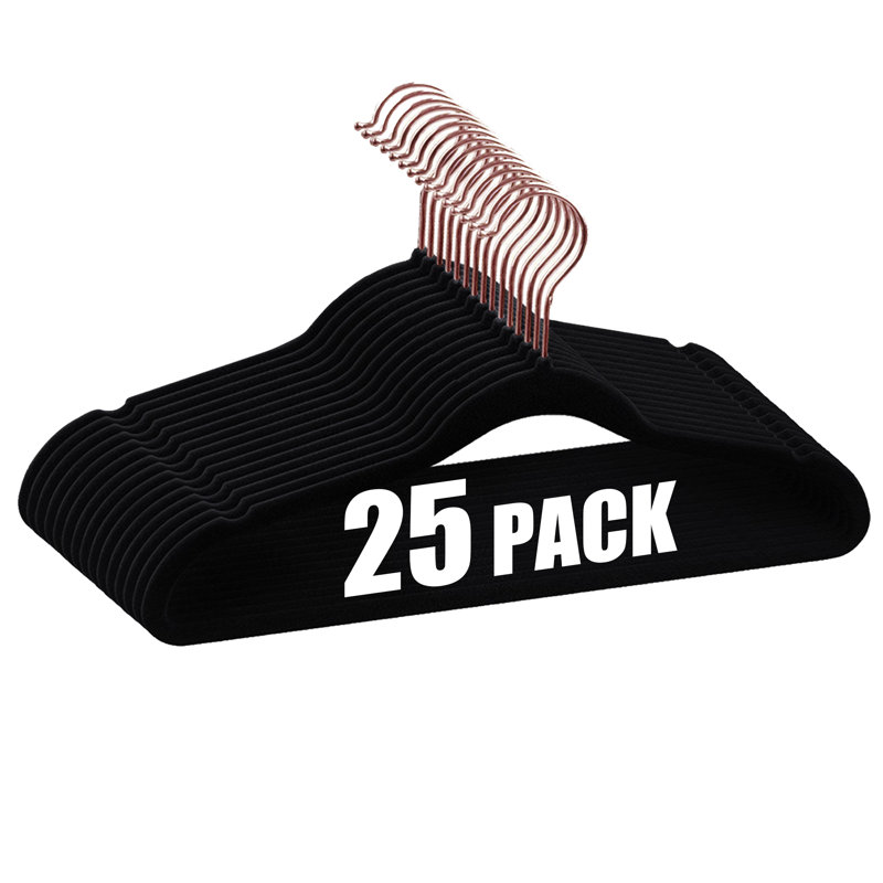 Cintre standard en plastique antidérapant pour robe / chandail / chandail, 25, Noir, noir, noir, noir