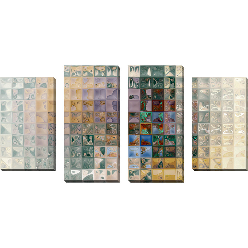 « tile art #7 2012 », ensemble de 4 impressions sur toiles tendues, H 30 po x l 56 po x P 1 po