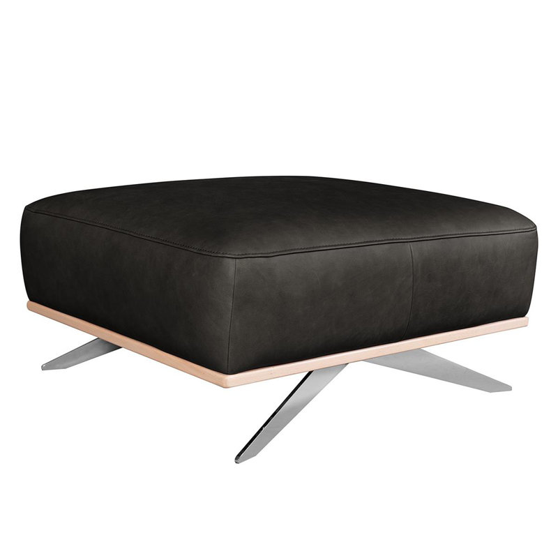 Edeltraut 80cm Wide Square Solid Colour Footstool Ottoman, Black