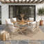 Ensemble de salle à manger d'extérieur en bois de teck de 55,12 po 55 pièces avec chaises en osier et structure en acier, beige-131279671