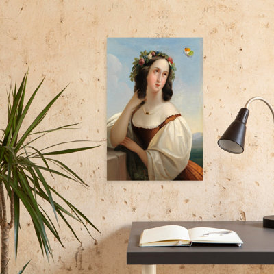 Floral Crown And Butterfly by Marja Van Den - Wrapped Canvas Print